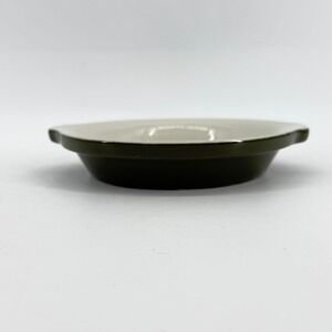 Hall Ceramic Baking Dish 513 Unisex Green White Vintage Tab Handle Stoneware